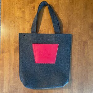 NWOT A 16x16x2 Whole Foods gray felt reusable tote with red pocket